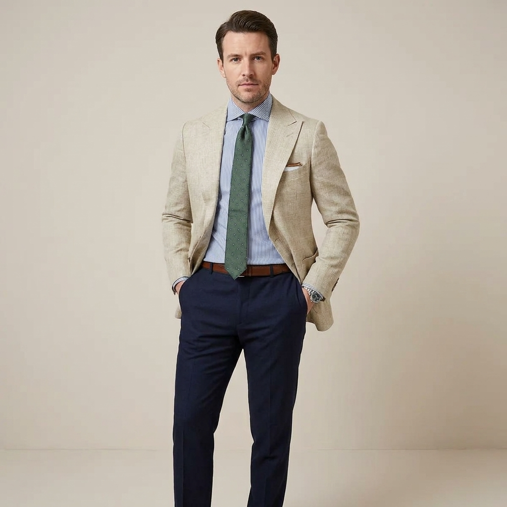 Men’s Blazer with Peak Lapels and Patch Pockets 1