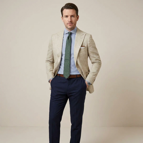 Men’s Blazer with Peak Lapels and Patch Pockets 1
