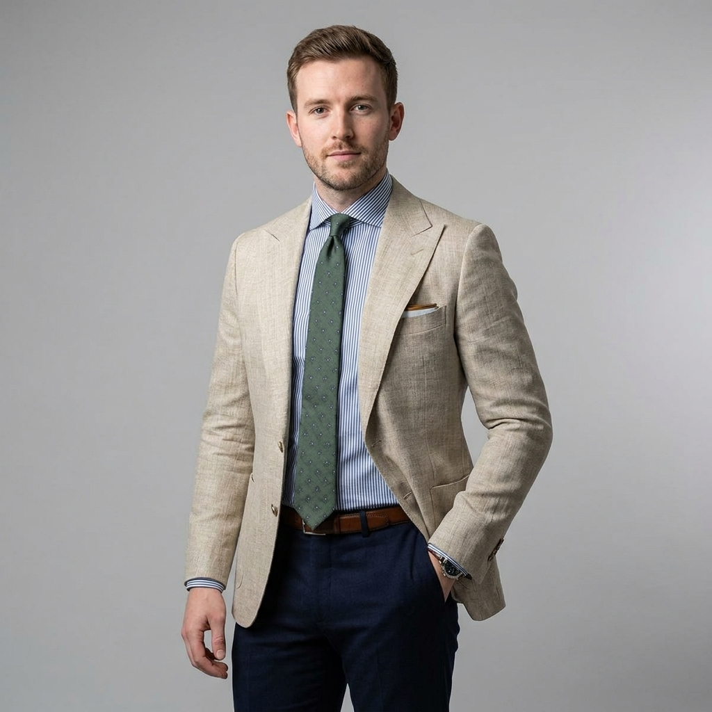 Men’s Blazer with Peak Lapels and Patch Pockets 3