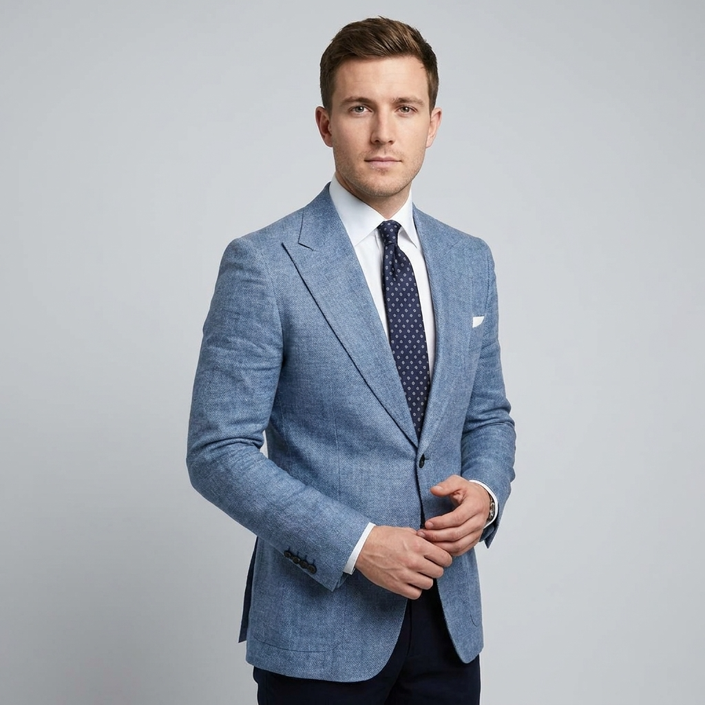 Men’s Blazer with Peak Lapels and Patch Pockets 6