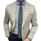 Men’s Blazer with Peak Lapels and Patch Pockets Beige