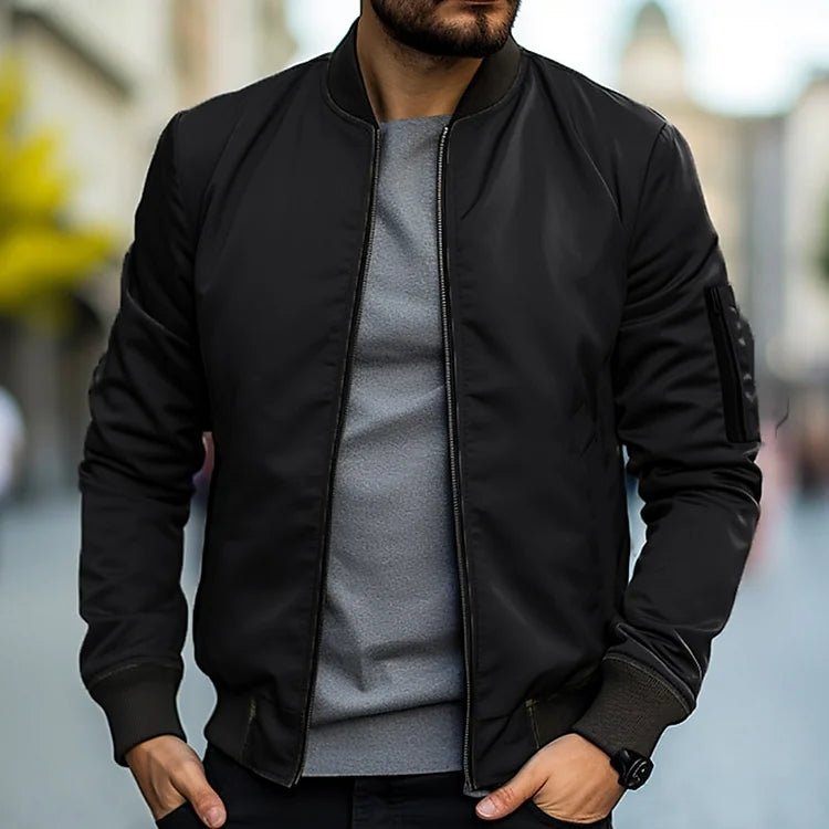 Men’s Bomber Jacket with Sleeve Zip Pocket Black