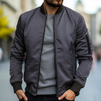 Men’s Bomber Jacket with Sleeve Zip Pocket Gray