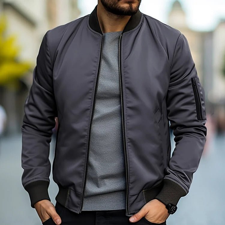 Men’s Bomber Jacket with Sleeve Zip Pocket Gray