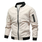 Men’s Bomber Jacket with Sleeve Zip Pocket White
