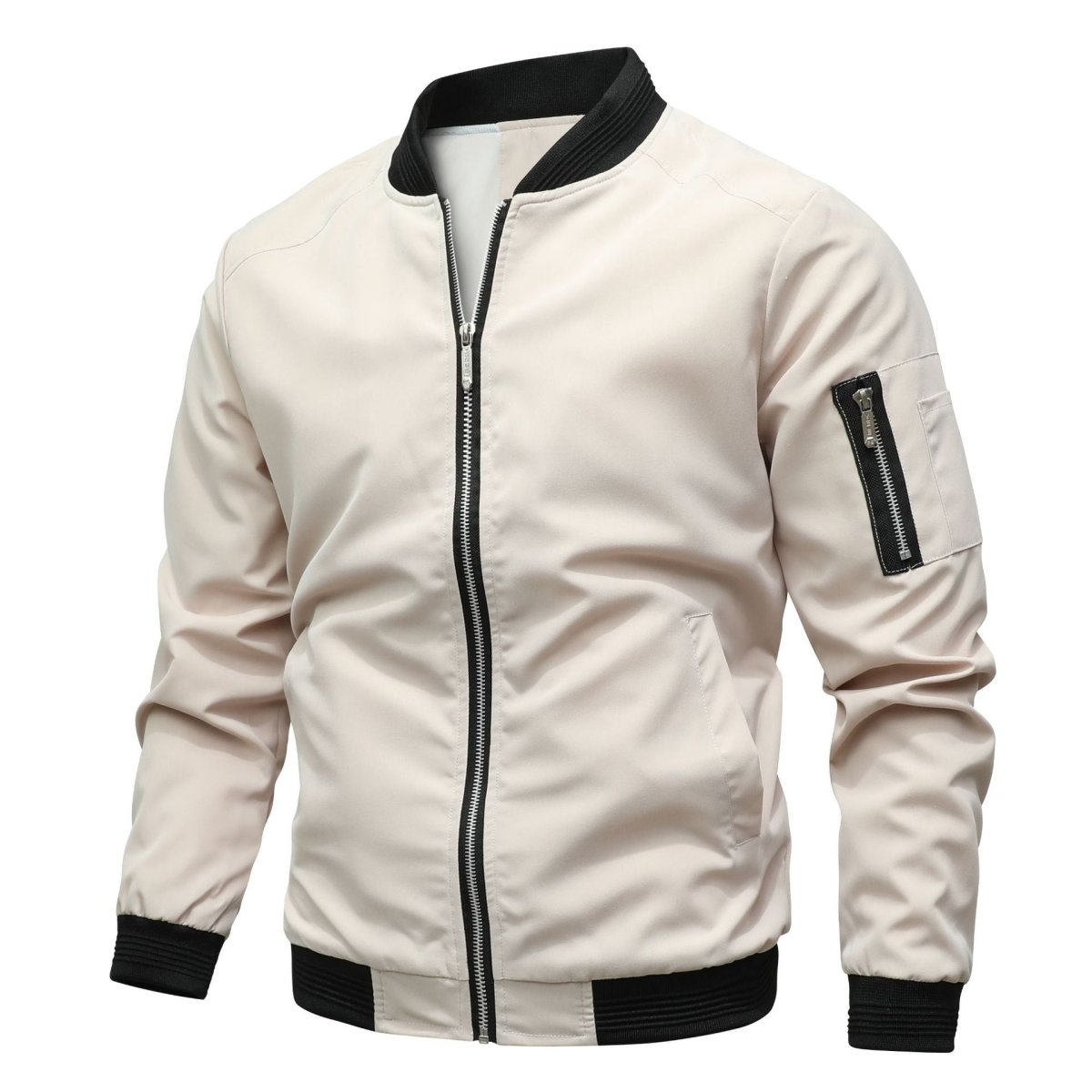 Men’s Bomber Jacket with Sleeve Zip Pocket White