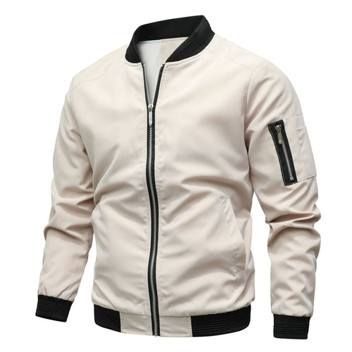 Men’s Bomber Jacket with Sleeve Zip Pocket White