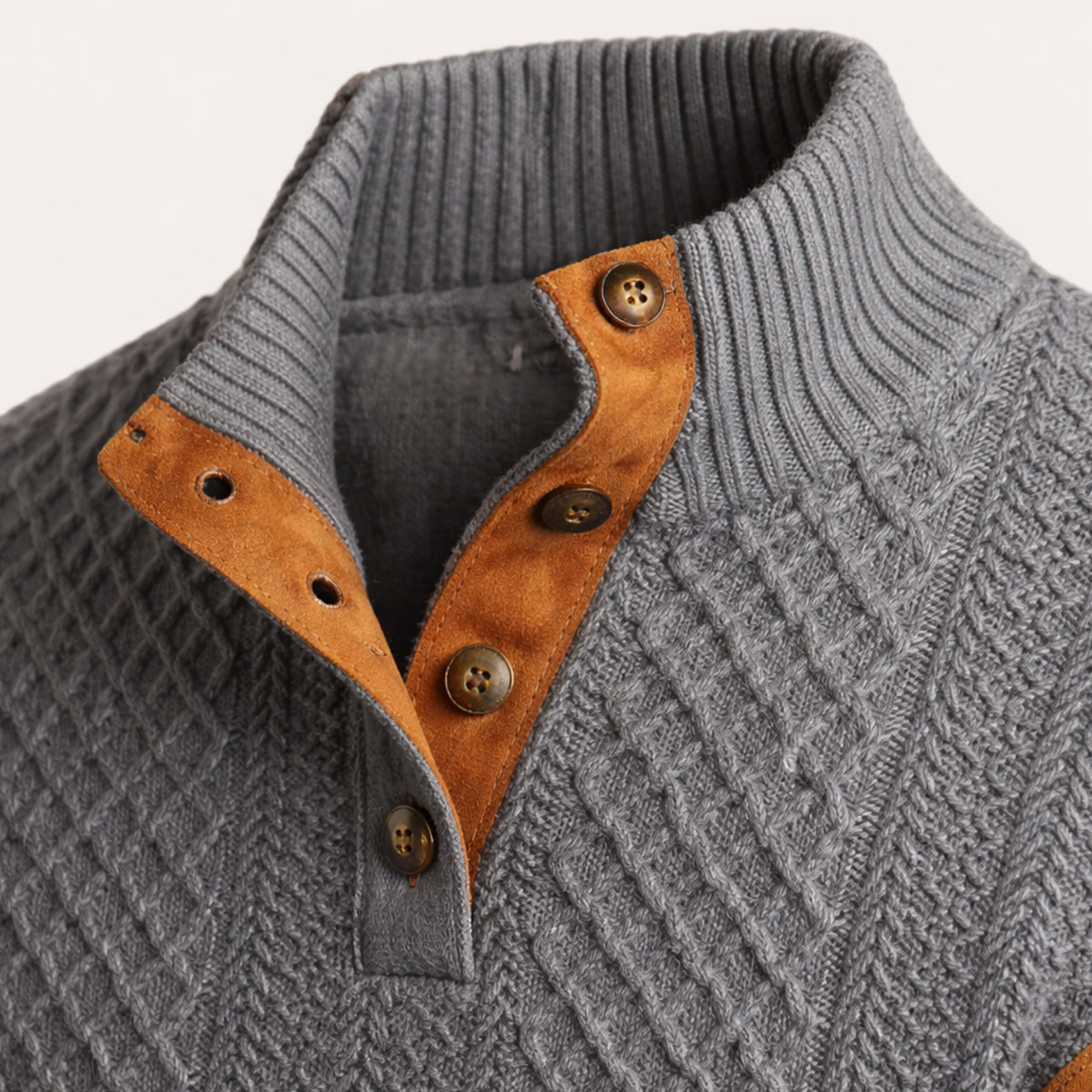 Men’s Cable Knit Sweater with Button Placket 2