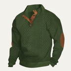 Men’s Cable Knit Sweater with Button Placket Green