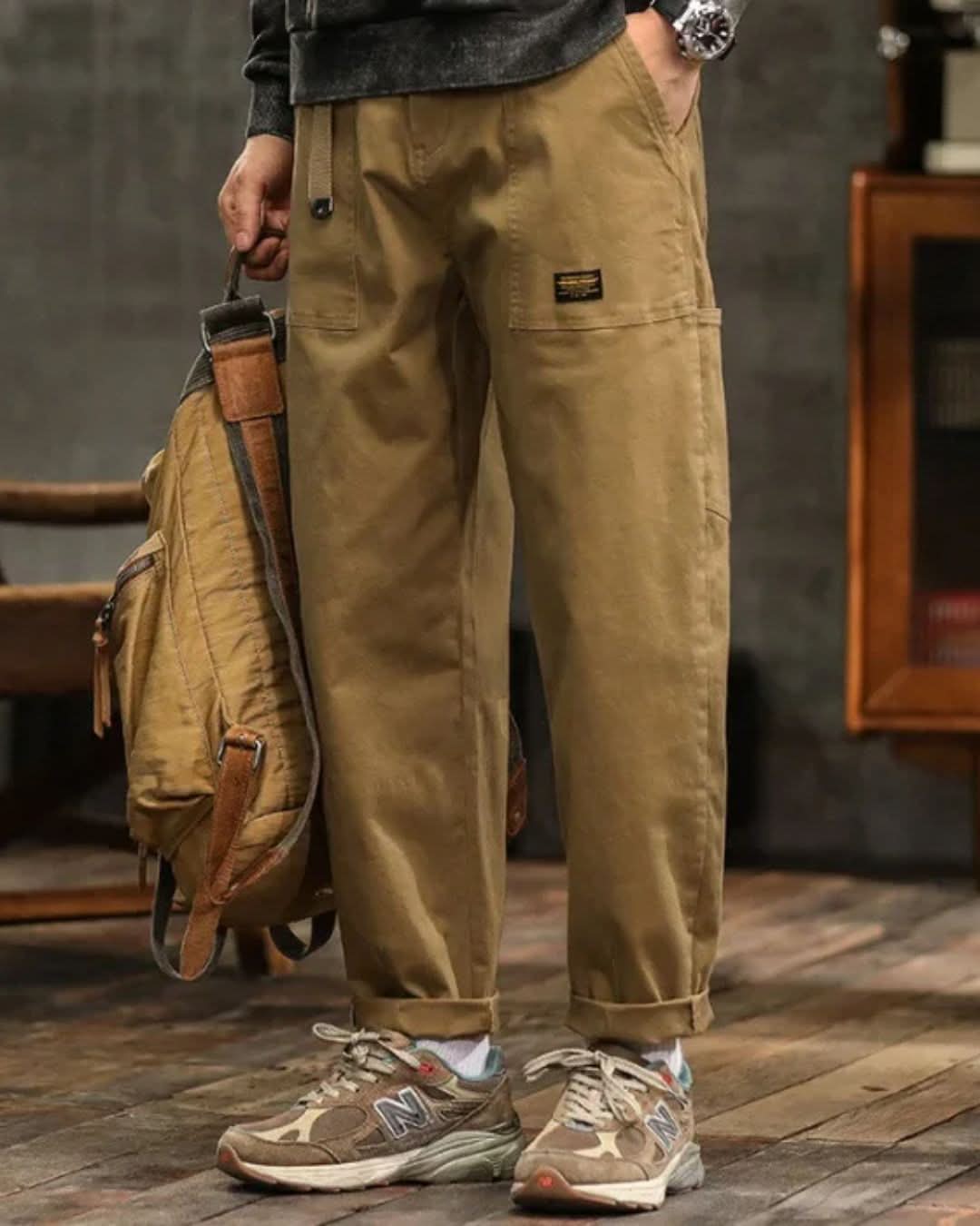 Men’s Cargo Pants with Patch Pockets and Belt Detail 2