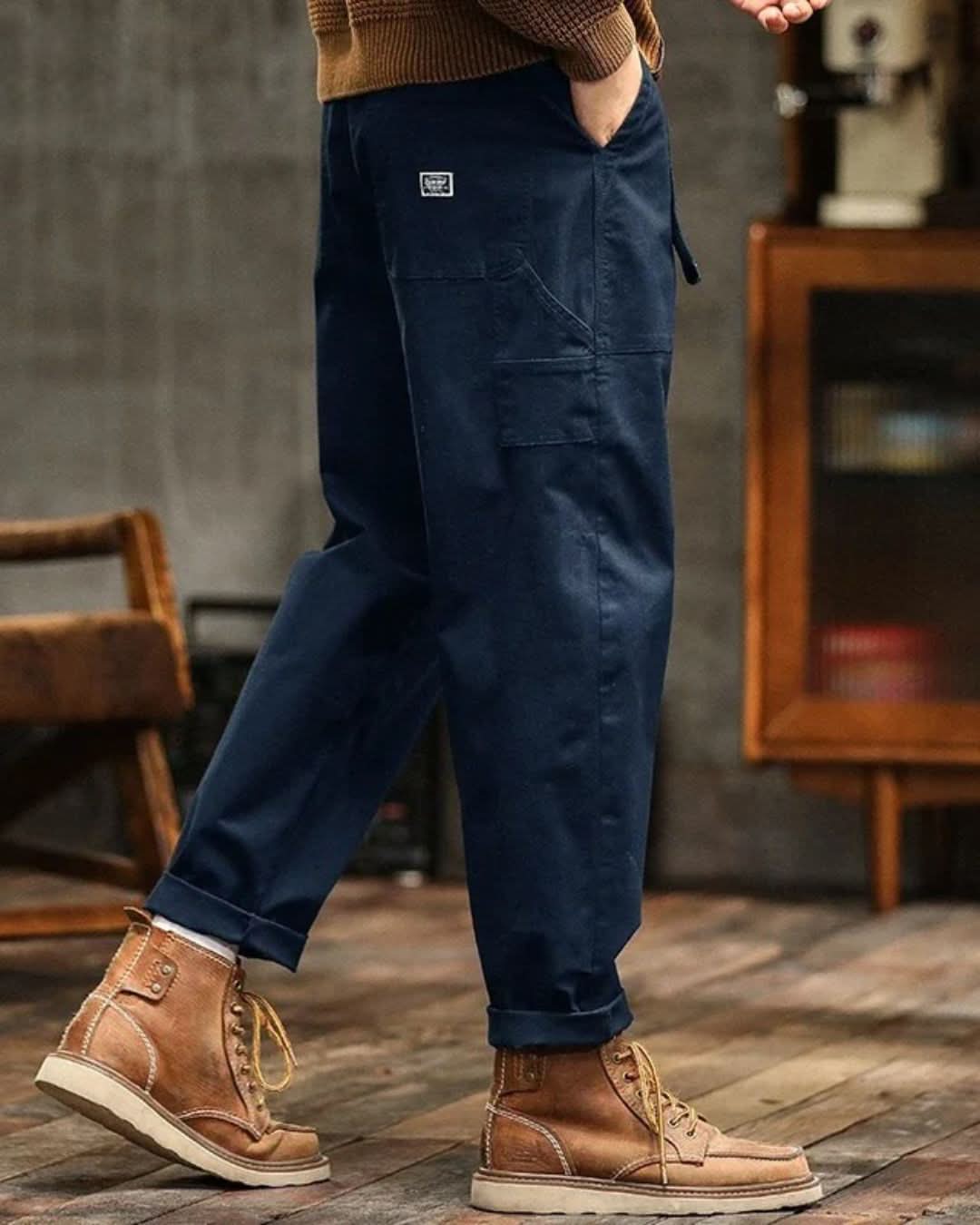 Men’s Cargo Pants with Patch Pockets and Belt Detail 3