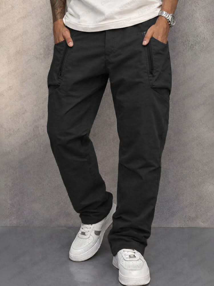 Men’s Cargo Pants with Zippered Pockets Black