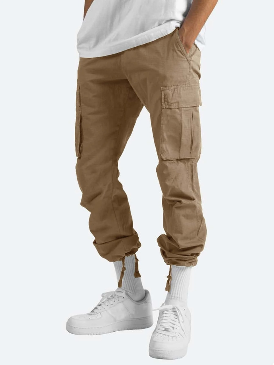 Men’s Cargo Pants with Zippered Pockets Khaki