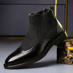 Men’s Chelsea Boots with Brogue Detailing Obsidian Black