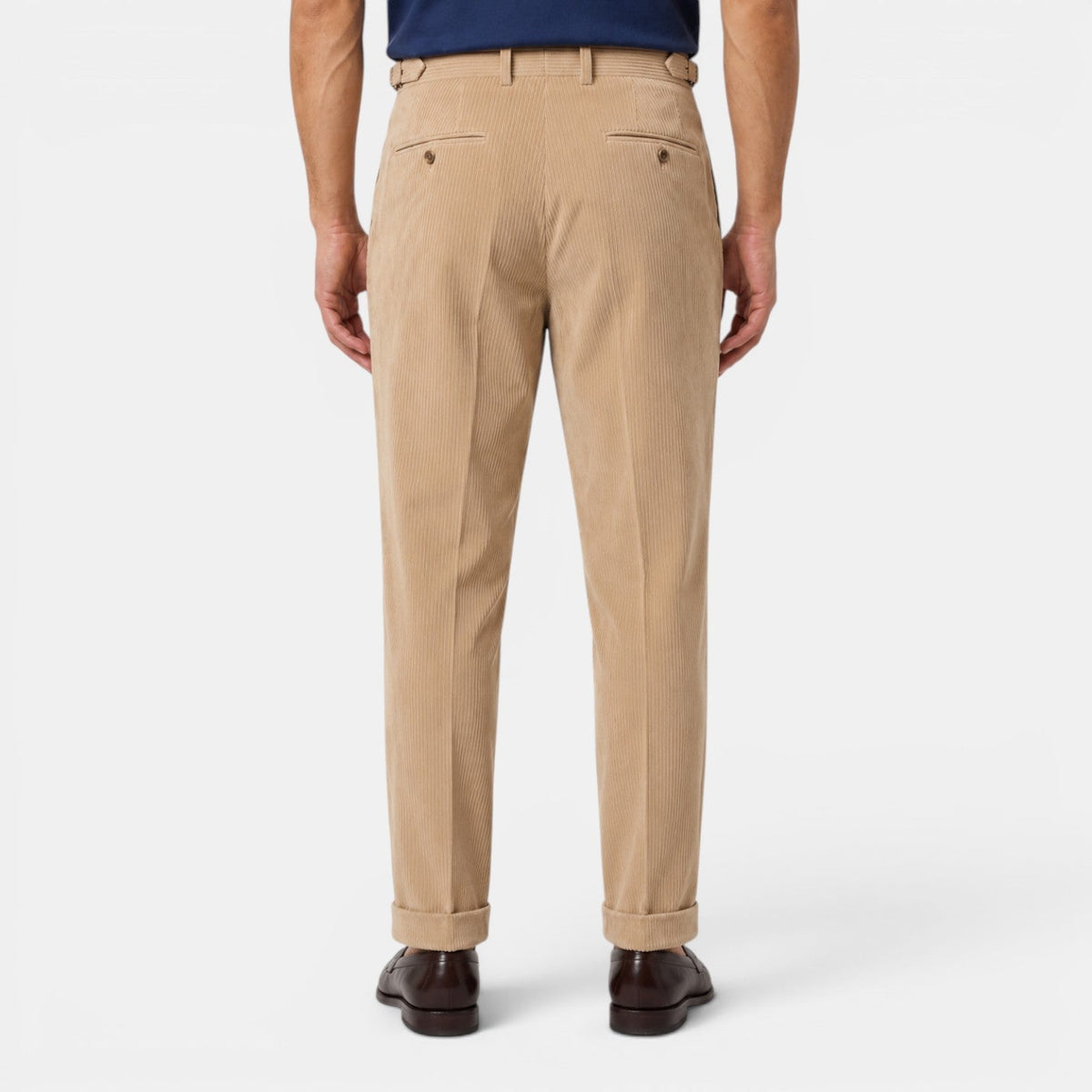 Men’s Corduroy Pleated Trousers with Cuffed Hems 2