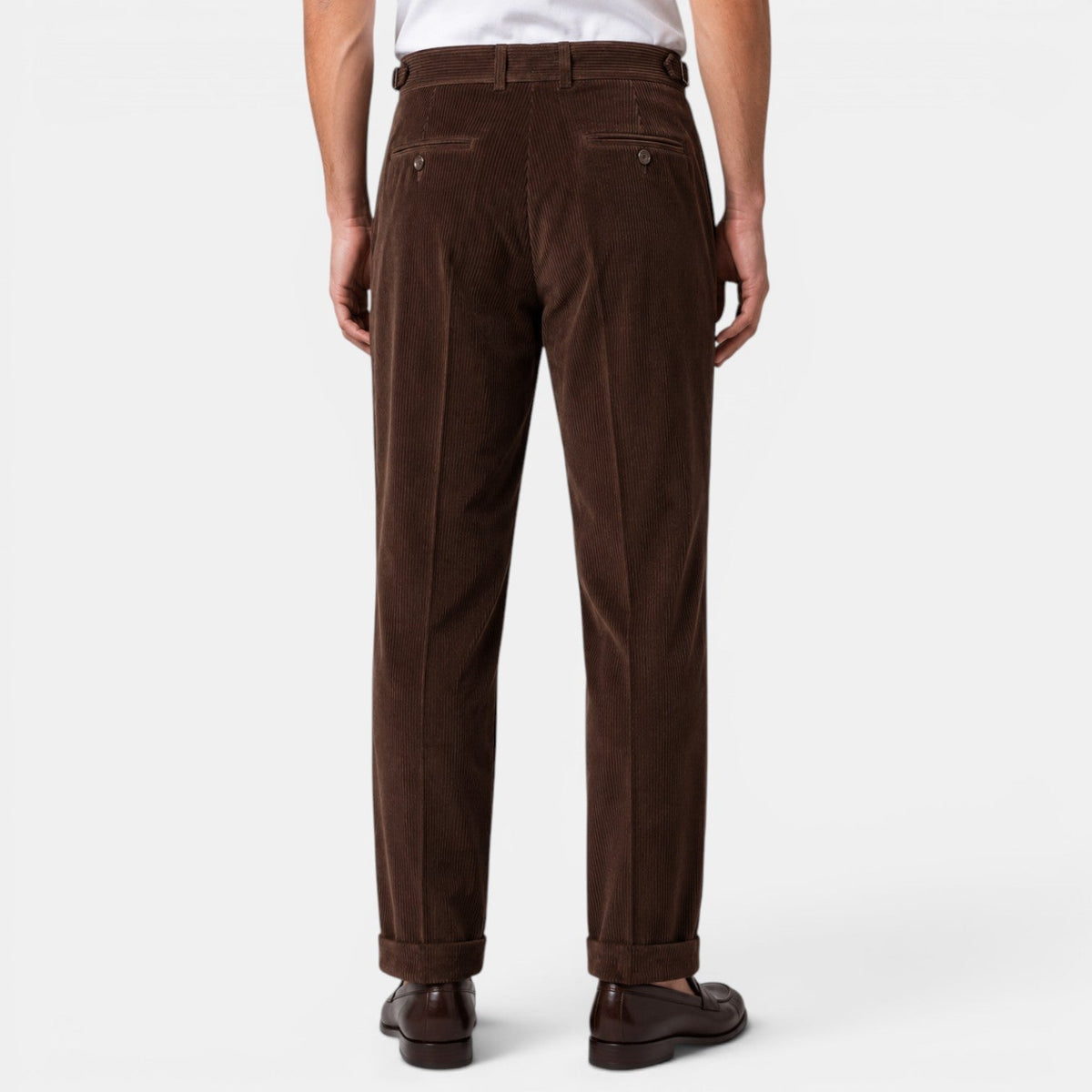 Men’s Corduroy Pleated Trousers with Cuffed Hems 6