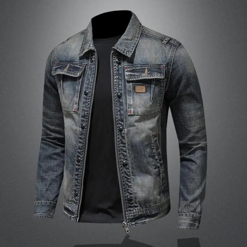Men’s Denim Jacket with Zipper and Flap Pockets 2