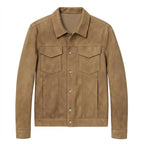 Men’s Faux Suede Trucker Jacket with Snap Buttons 1