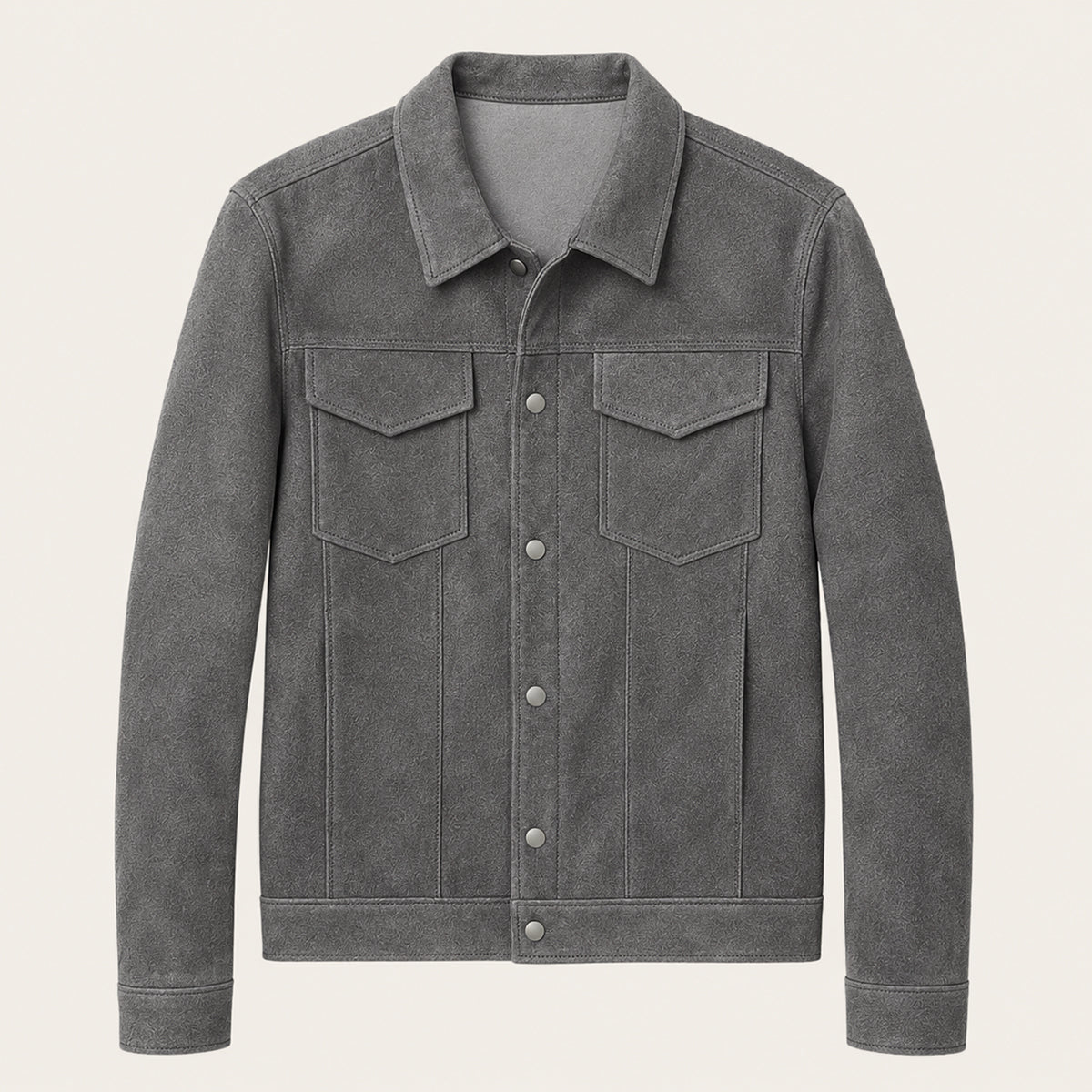 Men’s Faux Suede Trucker Jacket with Snap Buttons 4