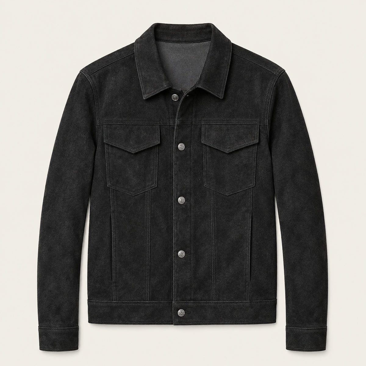 Men’s Faux Suede Trucker Jacket with Snap Buttons 5