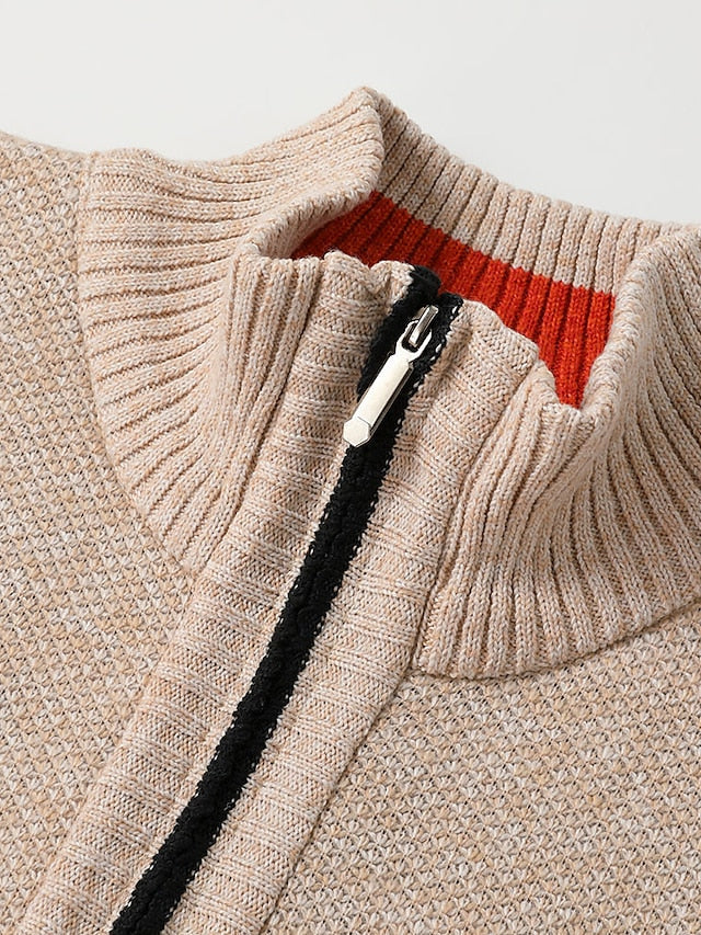Men’s Full Zip Knit Cardigan with Stand Collar 2