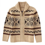 Men’s Geometric Pattern Knit Zip Cardigan 1