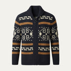 Men’s Geometric Pattern Knit Zip Cardigan 3