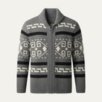 Men’s Geometric Pattern Knit Zip Cardigan 4
