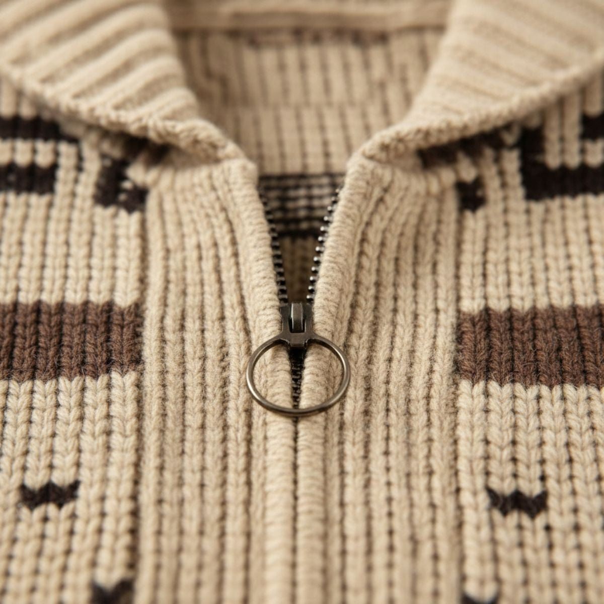 Men’s Geometric Pattern Knit Zip Cardigan 8