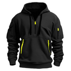 Men’s Half-Zip Pullover Hoodie with Utility Pockets Black