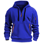 Men’s Half-Zip Pullover Hoodie with Utility Pockets Blue