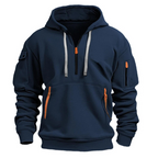 Men’s Half-Zip Pullover Hoodie with Utility Pockets Dark Blue