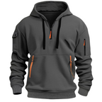 Men’s Half-Zip Pullover Hoodie with Utility Pockets Dark Gray