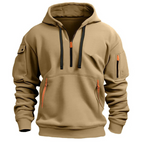 Men’s Half-Zip Pullover Hoodie with Utility Pockets Khaki