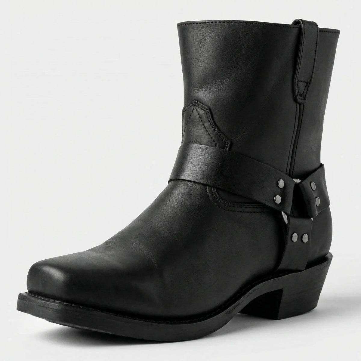 Men’s Harness Boots with Square Toe Black