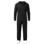 Men’s Hooded Pullover and Wide Leg Trousers Matching Set Black