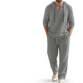 Men’s Hooded Pullover and Wide Leg Trousers Matching Set Grey