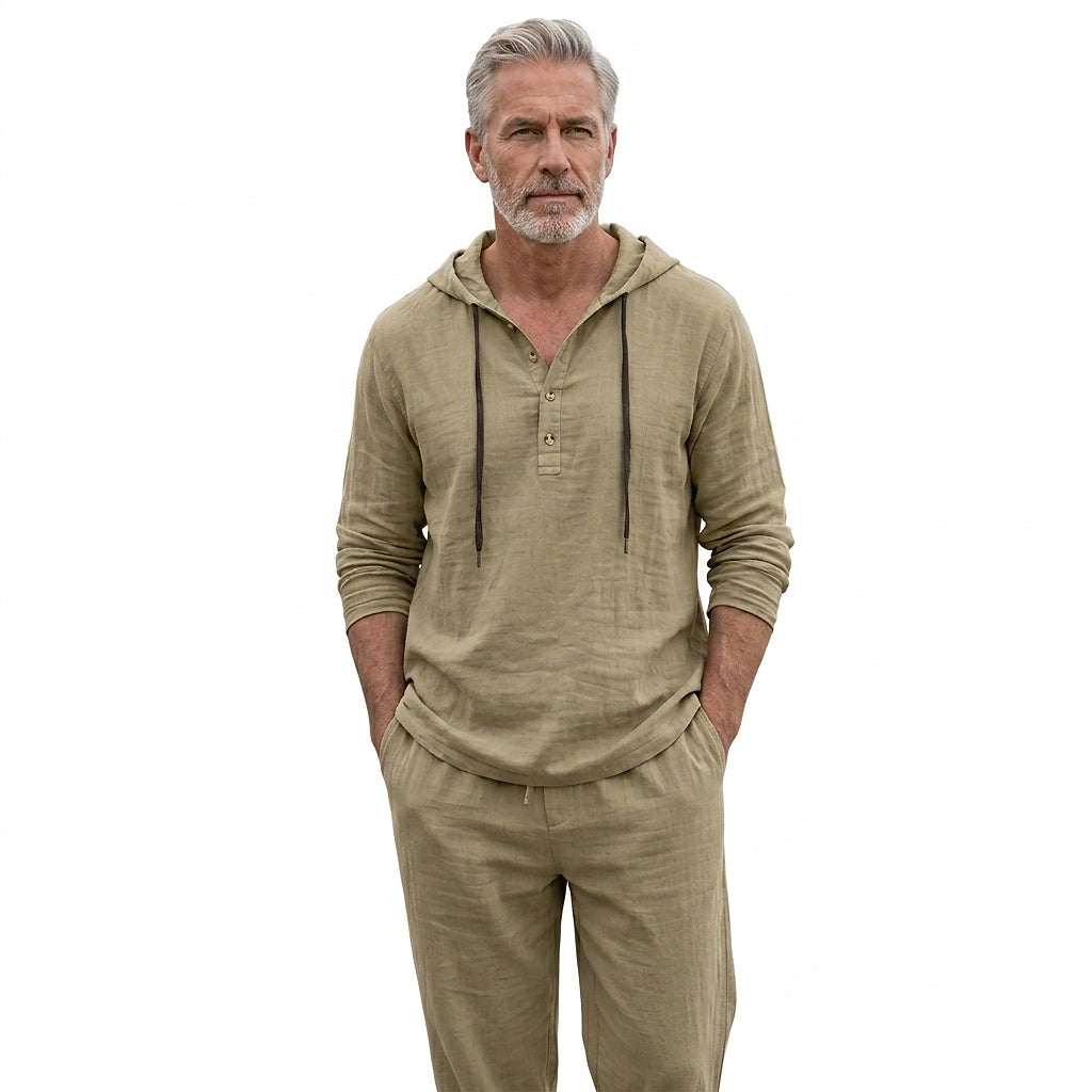Men’s Hooded Pullover and Wide Leg Trousers Matching Set