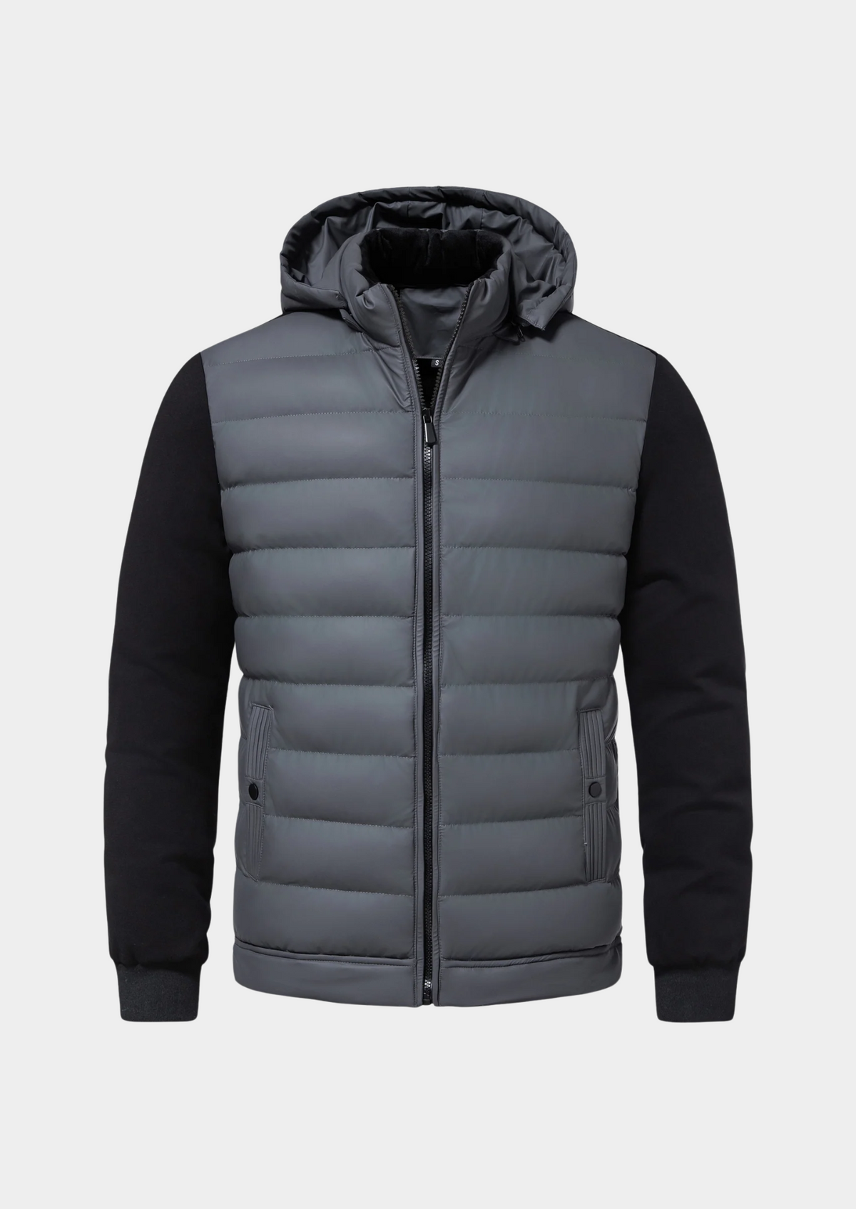 Men’s Hybrid Puffer Jacket with Hood Grey