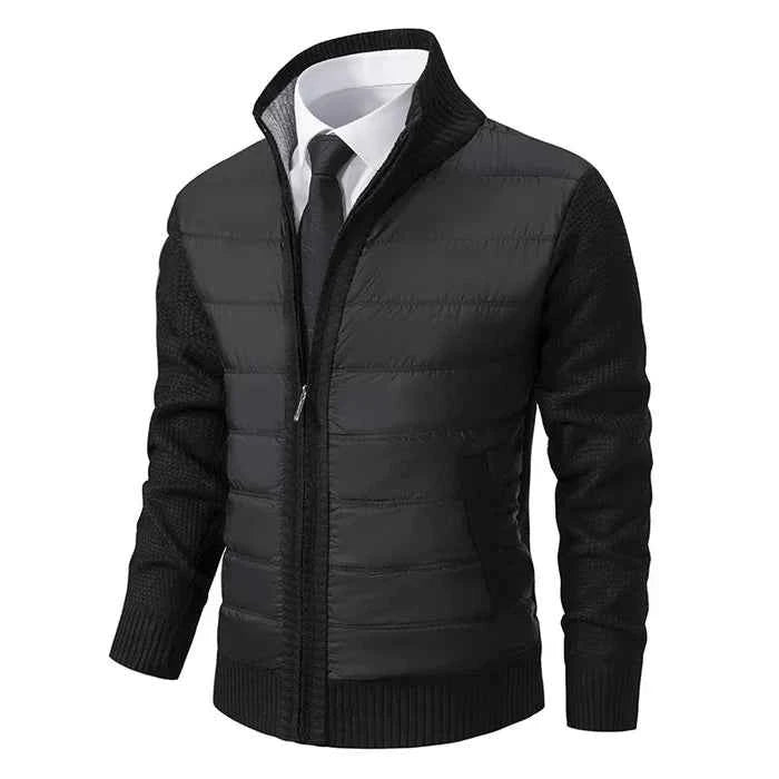 Men’s Hybrid Quilted Knit Jacket Black
