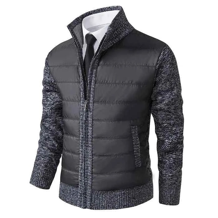 Men’s Hybrid Quilted Knit Jacket Dark Grey
