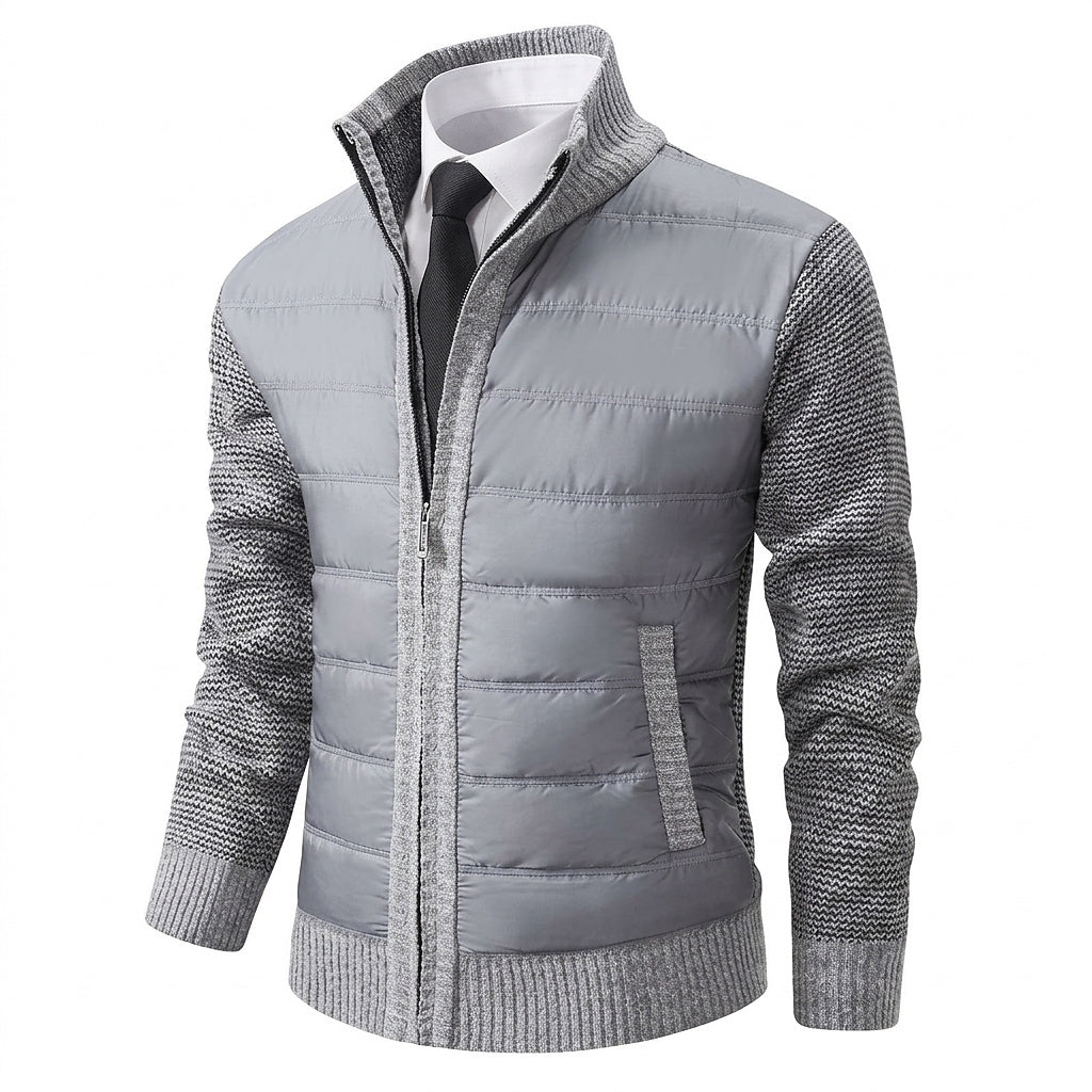 Men’s Hybrid Quilted Knit Jacket Grey