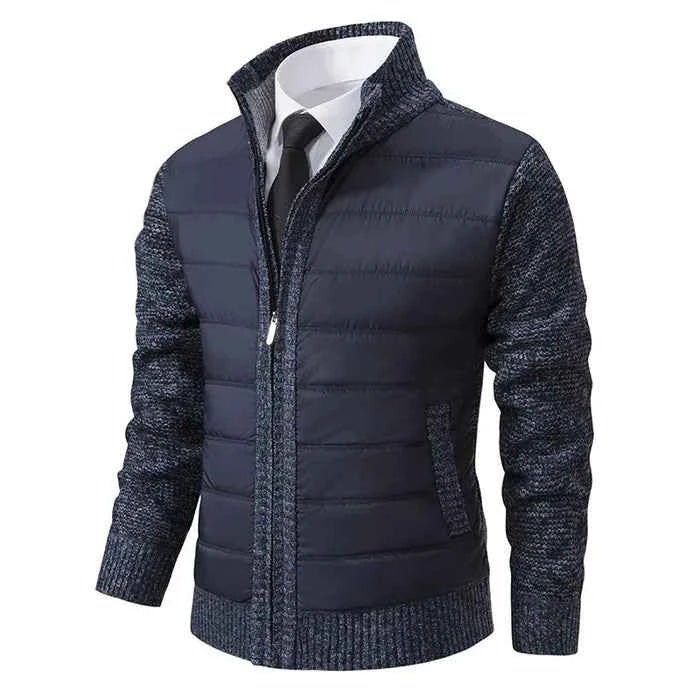 Men’s Hybrid Quilted Knit Jacket Navy