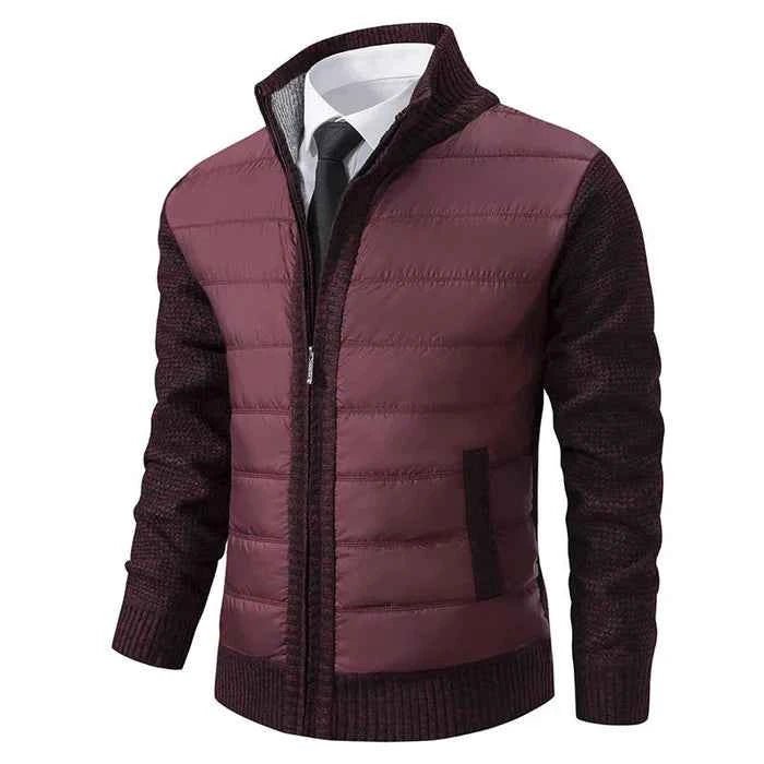 Men’s Hybrid Quilted Knit Jacket Red