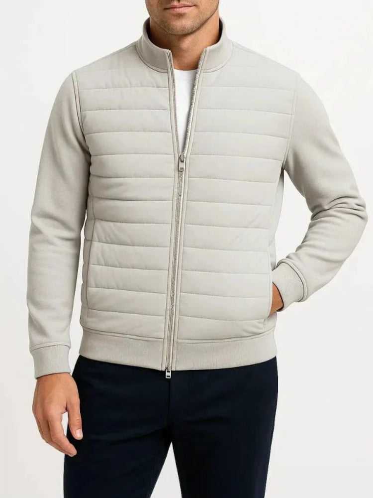 Men’s Hybrid Quilted Zip-Up Jacket Light Gray