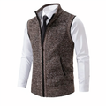 Men’s Knit Zip-Up Sleeveless Vest Brown