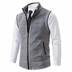 Men’s Knit Zip-Up Sleeveless Vest Light Gray