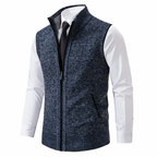 Men’s Knit Zip-Up Sleeveless Vest Navy Blue