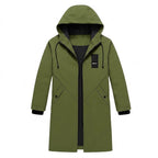 Men’s Long Hooded Jacket with Front Zip and Drawstring 1