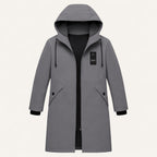 Men’s Long Hooded Jacket with Front Zip and Drawstring 2
